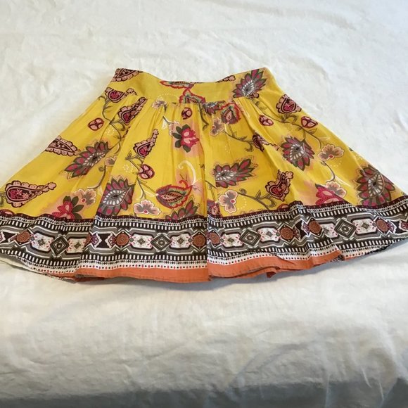 FOREVER 21 Boho Yellow Leaf Pattern Circle Skirt - Picture 8 of 8
